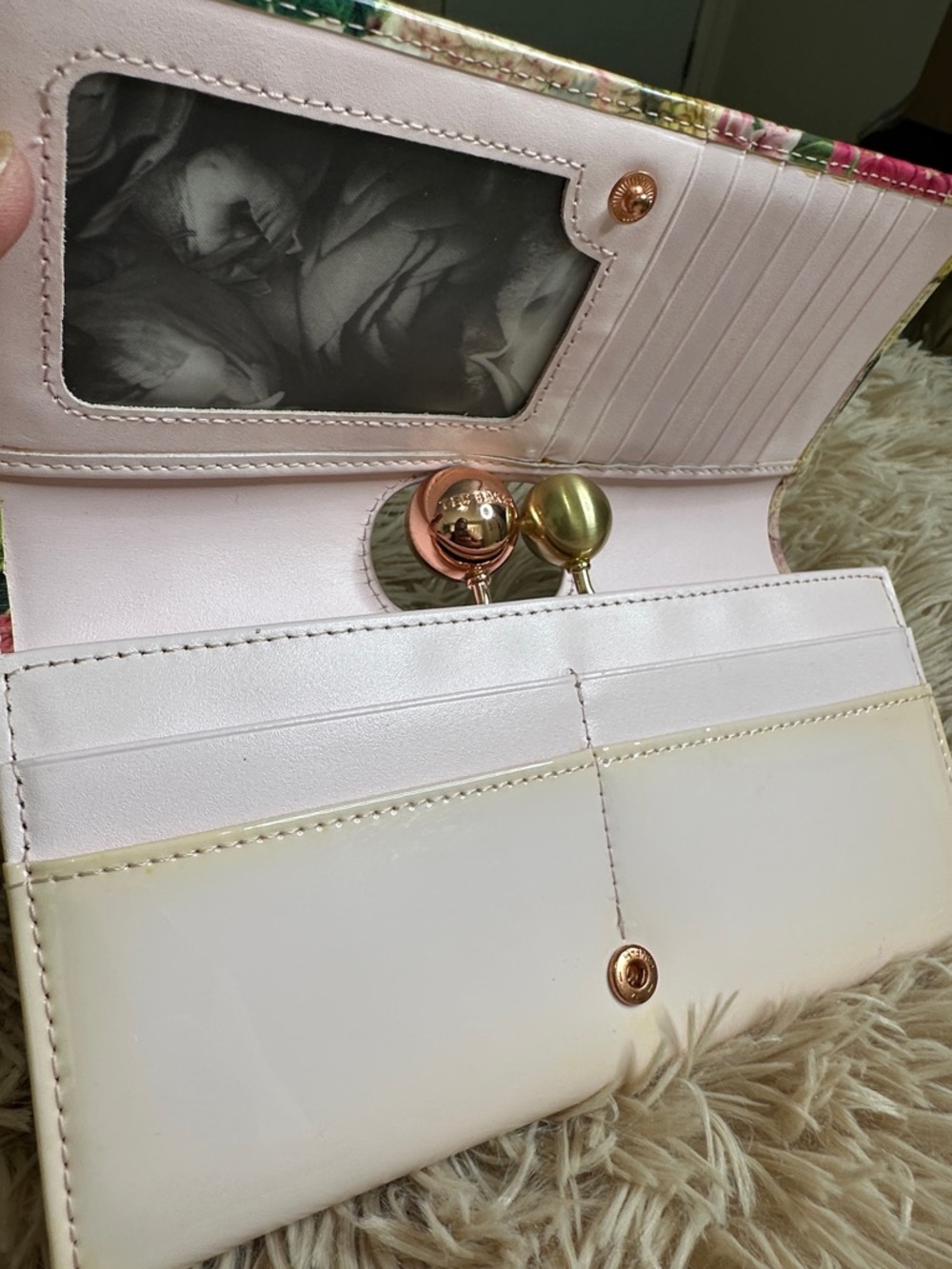 Ted Baker Floral Kiss-Lock Wallet in Pink and Green - Picture 10 of 14